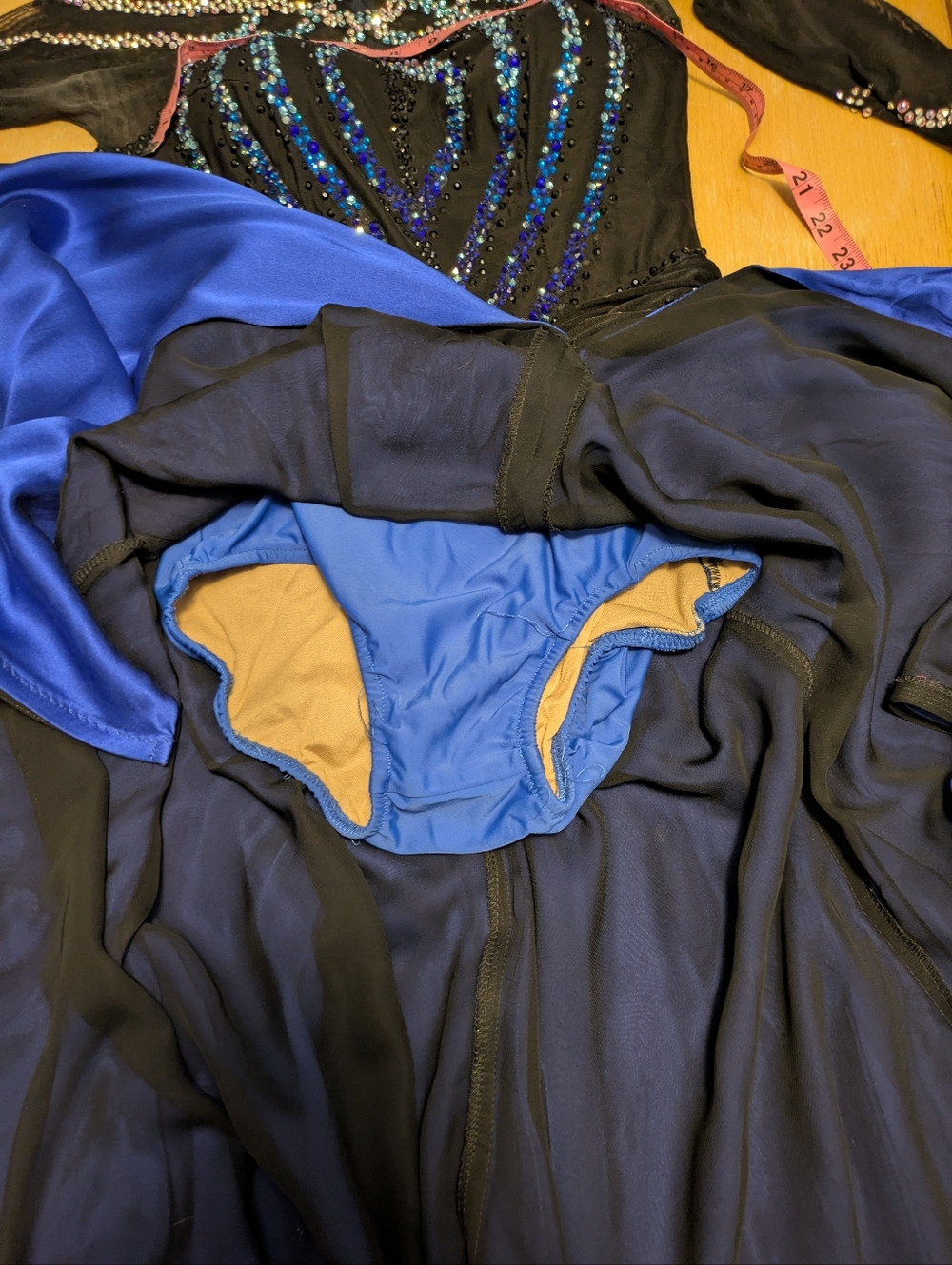 Smooth Ballroom Competition Dress - Black and Royal Blue - Picture 7 of 7